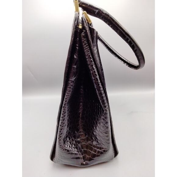 Retta Wolff Vintage Croc Embossed Leather Bag-Made in Italy Dark Brown Dust Bag - Picture 4 of 16